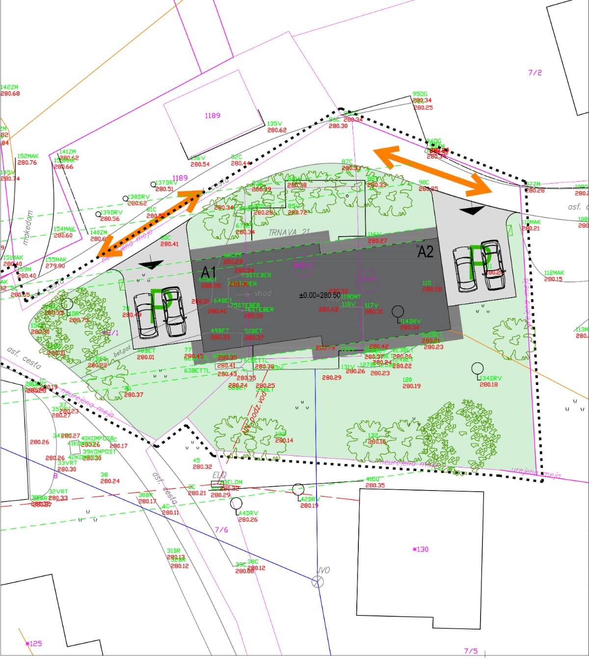 Tloris parcele Dvojcek Trnava, naselje Polzela, 123 Invest