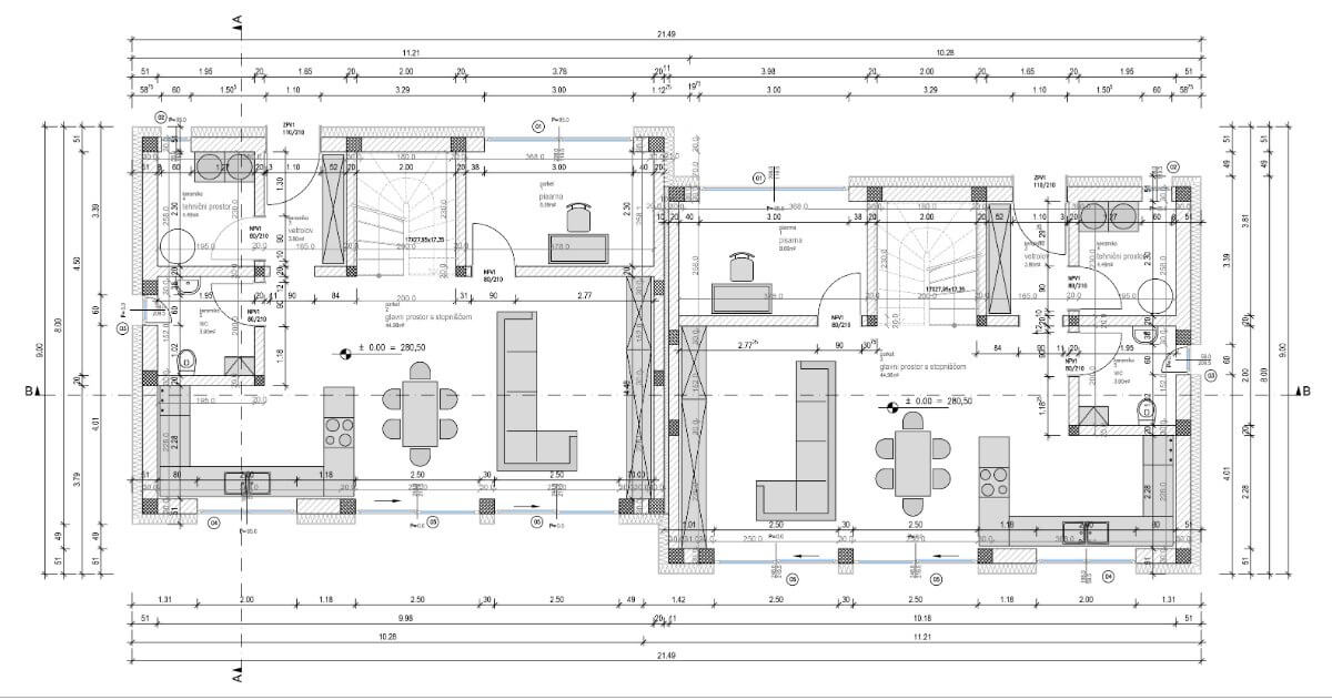 Dvojček A, tloris, 123 Invest