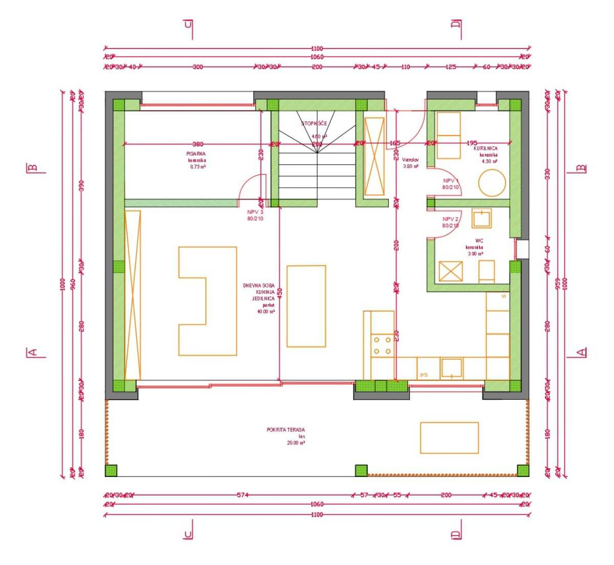 Samostojna hiša B - tloris